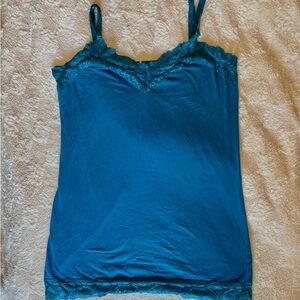 Teal Blue Lace Cami Tank Top Adjustable Straps Size XL-XXL